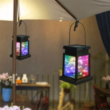 2x Waterproof LED Solar Powered Hanging Lantern Lights Outdoor Garden Table Lamp - Multicolor - View 10