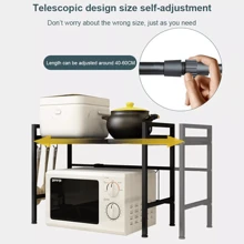 Kitchen Corner Shelf Expandable Microwave Oven Rack Stand Storage Holder 2Tier - Black - View 10