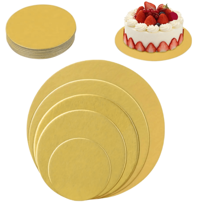 10 Stücke Goldene runde Kuchenkartons, stabile Einweg-Kuchenbasis, fettdichte Kuchenplatte für Hochzeiten, Geburtstagsfeiern und Feiertage, ideal für professionelle Kuchendekoration und -präsentation