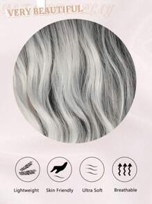 Long Ombre Black Gray Wavy Wig For Women 30 Inch Middle Part Curly Wavy Wig Natural Looking Synthetic Heat Resistant Fiber Wig For Daily Party Use (Ombre Black Gray)