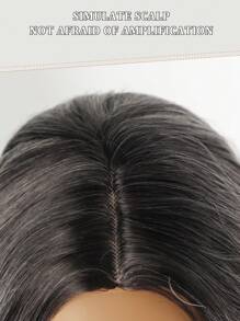 Long Ombre Black Gray Wavy Wig For Women 30 Inch Middle Part Curly Wavy Wig Natural Looking Synthetic Heat Resistant Fiber Wig For Daily Party Use (Ombre Black Gray)