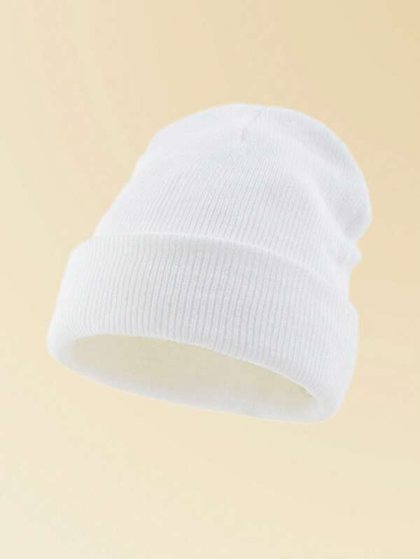 1pc Unisex Outdoor Warm Solid Color Beanie Hat, Suitable For Daily Wear Fall Outfit