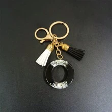 1 件 A-Z 字母休闲可爱黑色钥匙扣吊坠，夏季、秋季、春季、节日、生日、背包配件的优雅礼物