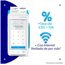 Lector de Tarjetas Terminal de pago Point SMART Mercado Pago Internet gratis - Paga con tarjeta - Cobro con tarjeta - Maquina para pagar con tarjeta. - Azul y blanco - Ver 3