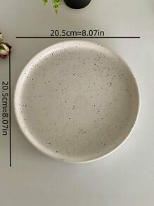 1 件圆形米色泼墨沙拉盘、圆点汤碗、面碗、沙拉盘、蛋糕盘、餐盘、复古餐具，适合家庭、餐厅和礼物 - 白色平盤 - 查看 4