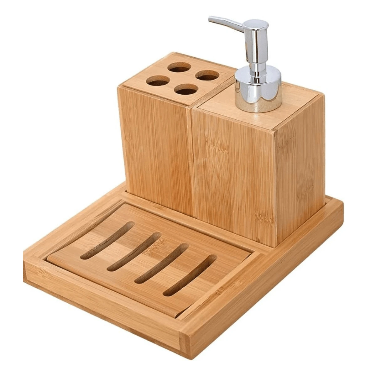 Ecohouse 4-Piece Bamboo Mimo Style Bathroom Set Kit - Rỉ Nâu - Xem 1