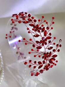 1件水钻花朵发箍，闪亮花环头饰，适合新娘、婚礼、节日、派对、庆典、日常休闲、情人节、新年嘉年华等场合佩戴。 - 紅色 - 查看 14