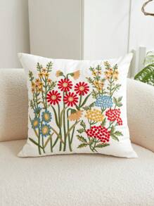 1 Stück Kissenbezug mit mehrfarbiger Gänseblümchen Stickerei, Heimdekoration für Wohnzimmer und Schlafzimmer