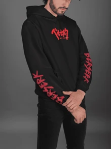 Bersek Anime Manga Kangaroo Hooded Sweatshirt Unisex Release - Black - View 4