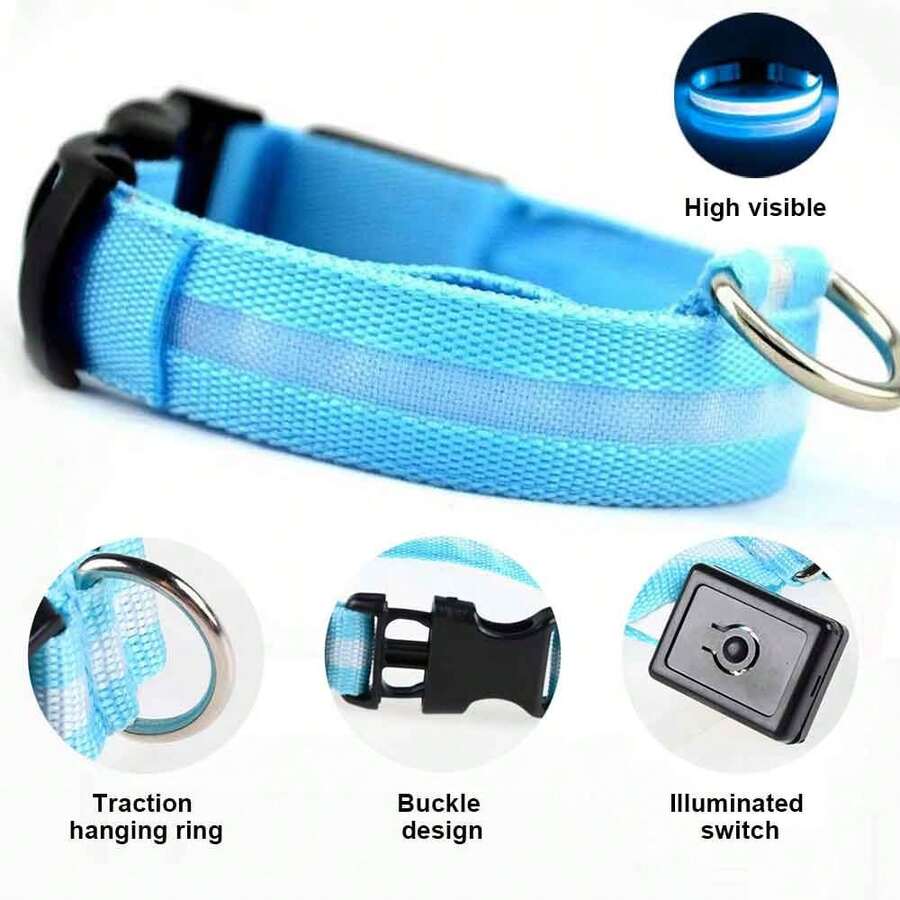 LED Dog Collar, Light Up Dog Collar Adjustable Battery Model Super