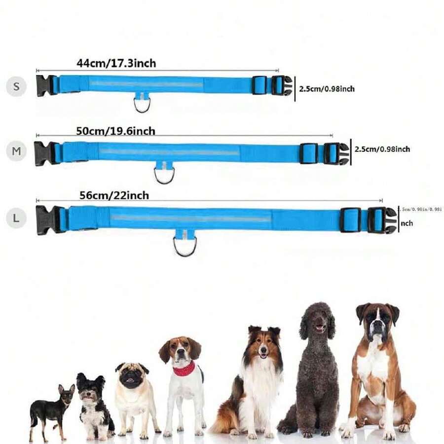 LED Dog Collar, Light Up Dog Collar Adjustable Battery Model Super