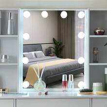 Large Dressing Table With 10 LED Mirror + 3 Drawers Stool Vanity Makeup Table - White - View 8