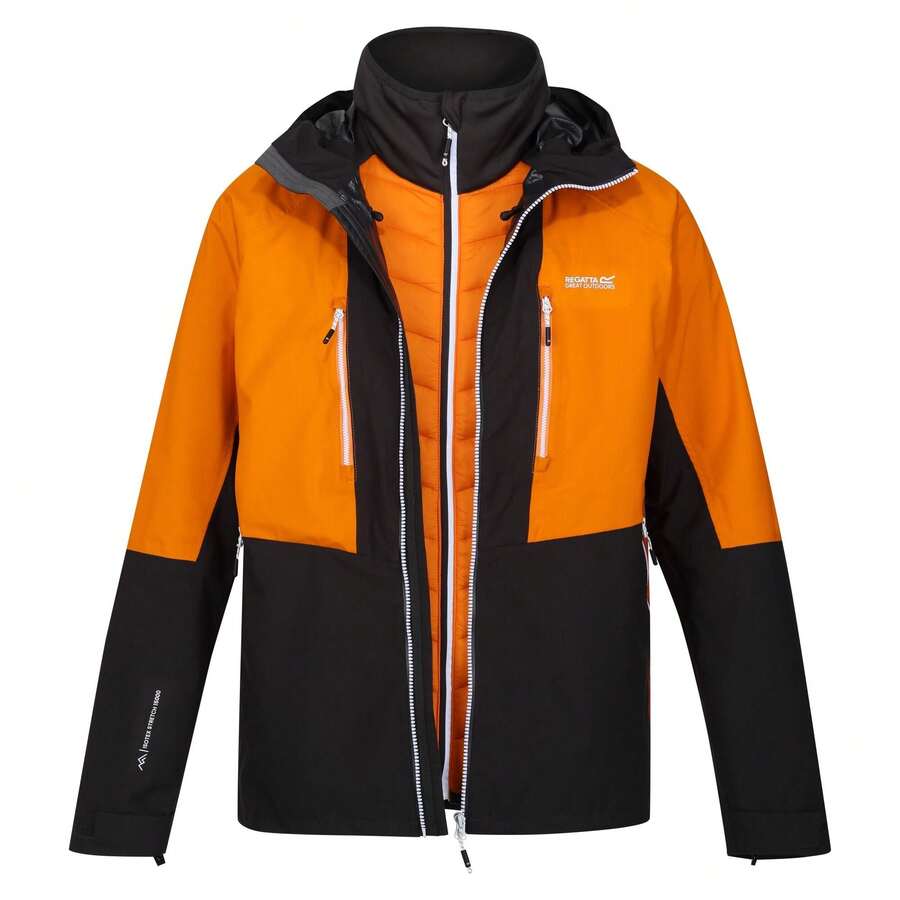 Regatta Mens Sacramento IX 2 In 1 Waterproof Jacket (Ash/Orange Pepper) - Dark Grey - View 1