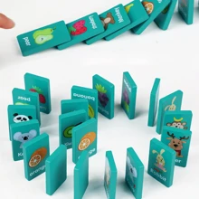 Wooden Fruit & Animal Matching Game, Tabletop Memory Matching Dominoes Puzzle Toy, Educational Logic Cognitive Development Game Cognitive Development,Brain Game,Wooden Games - Multicolor - View 6