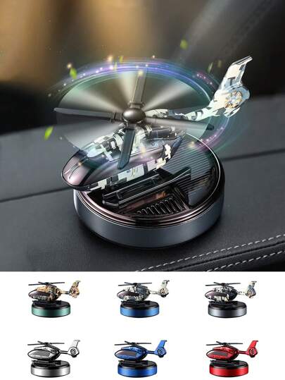 1pc Solar Powered Rotating Helicopter Car Decoration Air Freshener
