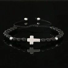 1 件时尚复古铁玛瑙和玛瑙珠可调节手链，适合日常佩戴、礼物 - 彩色 - 查看 3