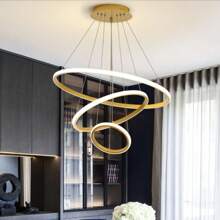 Ceiling Lamp 3-Ring Tricolor Adjustable Pendant Decorat - Gold - View 5