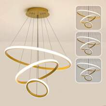 Ceiling Lamp 3-Ring Tricolor Adjustable Pendant Decorat - Gold - View 1