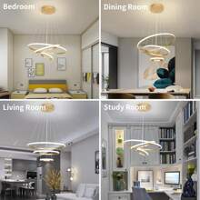 Ceiling Lamp 3-Ring Tricolor Adjustable Pendant Decorat - Gold - View 6