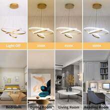 Ceiling Lamp 3-Ring Tricolor Adjustable Pendant Decorat - Gold - View 2