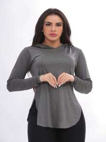 Kit 2 Women's Butt Cover Long Sleeve Gym Hooded Blouses - Nhiều màu - Xem 4