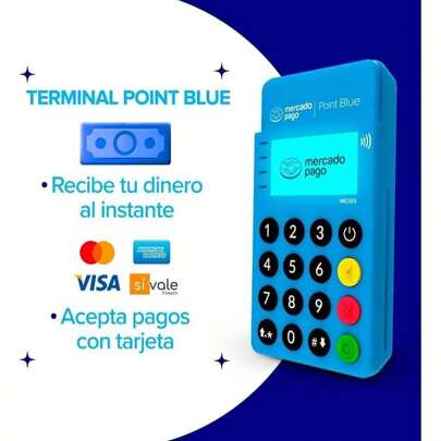 Lector de Tarjetas Terminal de pago Point BLUE / POINT AIR / POINT SMART Mercado Pago Internet gratis - Paga con tarjeta - Cobro con tarjeta - Maquina para pagar con tarjeta.