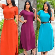 Long Saruel Dress With Short Sleeves Moda Evangelica - Màu Đỏ Sâu - Xem 2