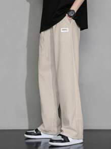 1pc Tween Boys Casual Waffle Straight Leg Pants, Sporty Outdoor School Style, Spring/Autumn - Apricot - View 4