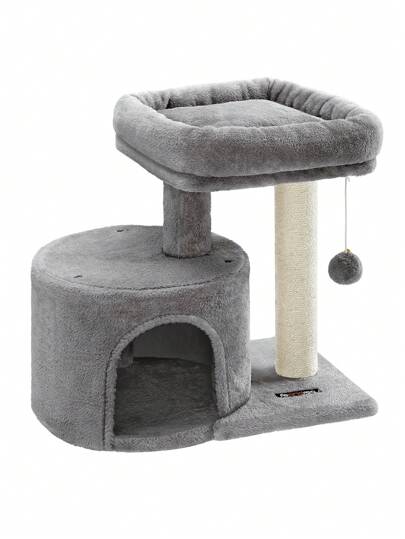  FEANDREA Árbol para Gatos, Torre para Gatos con Postes rascadores Cubiertos de sisal, Cama para Gatos y Cueva, condominio para Gatos de Interior, 19.3 x 12.6 x 19.1 Pulgadas, Gris Claro