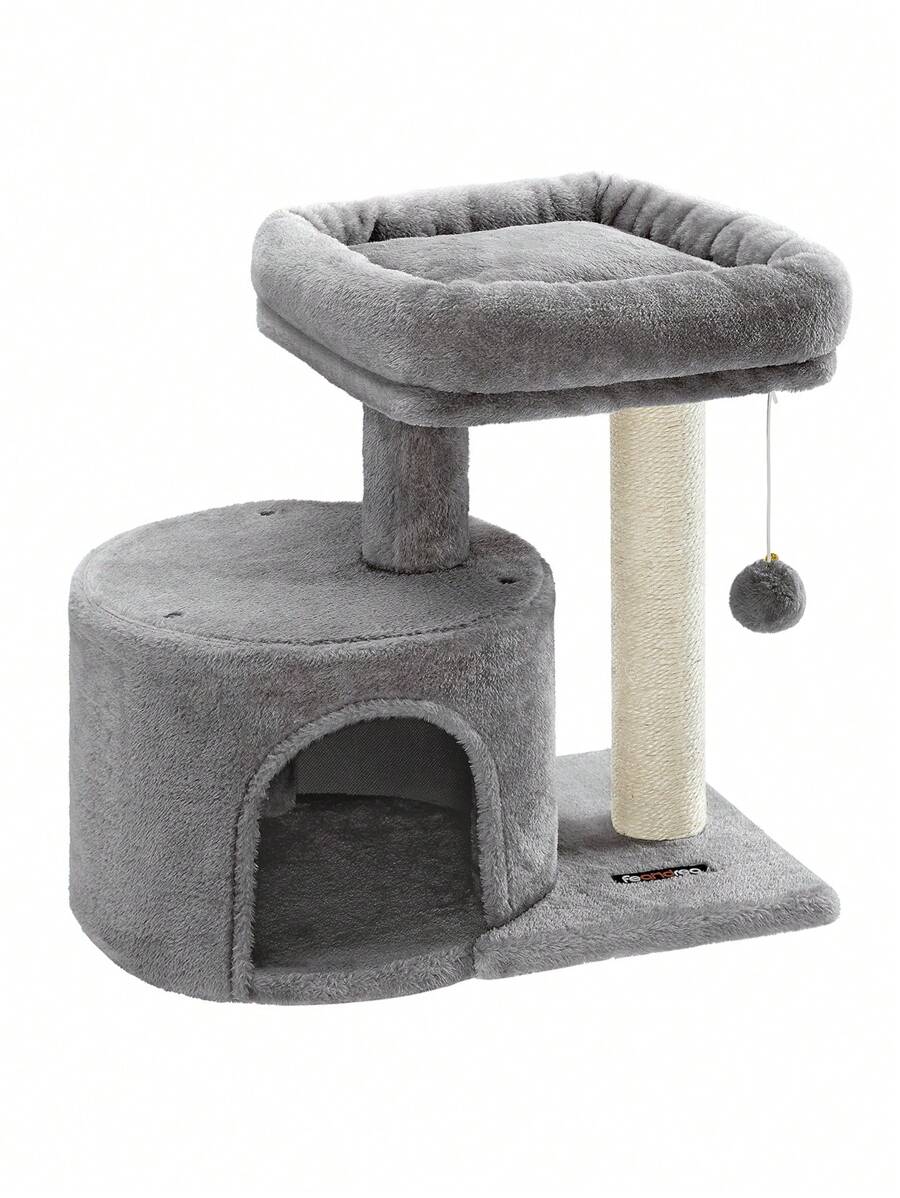 FEANDREA Cat Tree, Cat Tower With Sisal Covered Scratching Posts, Cat Bed And Cave, Indoor Cat Condo, 19.3 X 12.6 X 19.1 Inches, Light Gray UPCT50W - Light Grey - View 1