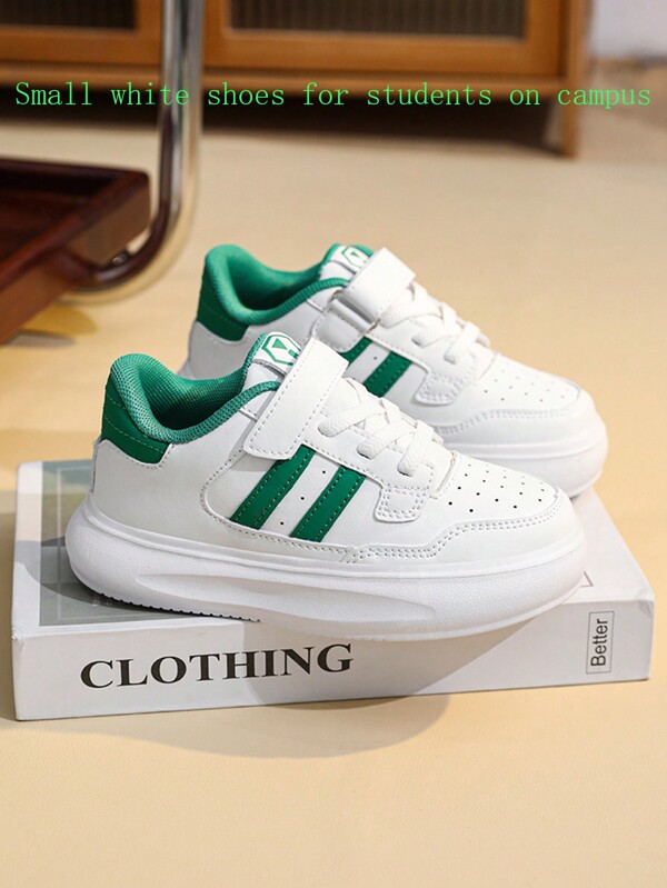 Boys And Girls General Small White Shoes, School Children Board Shoes, Students Sports Casual Shoes, Outdoor Activities With White Sports Shoes, Non-Slip, Durable Running Shoes