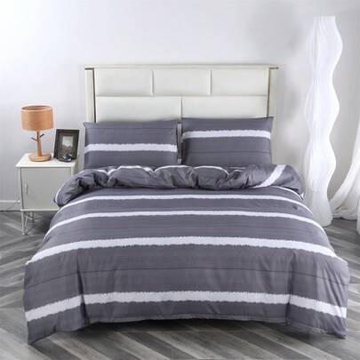3pcs 100% Polyester Flannel Soft Geometric & Floral Pattern Bedding Set, (1pc Duvet Cover + 2pcs Pillowcases), Without Filling