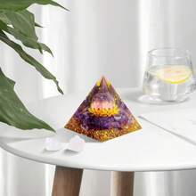 Orgone Pyramid Flower Of Life Crystals And Healing Crystal Pyramid Chakra Reiki Positive Energy Generator - Thạch anh tím - Xem 7