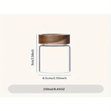 1 pieza Tarro de almacenamiento para condimentos con tapa de madera retro - Clásico contenedor transparente para organizar especias, té y talla grande - Accesorio para la cocina del hogar y viajes para preservación y organización