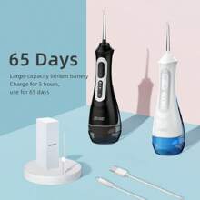 Seago 无绳便携式口腔冲洗器，5 种模式（含 DIY 模式），水牙线牙签（含 5 个喷嘴头）收纳袋，适合居家旅行，日常牙齿护理礼物，电池容量：1500mAH，优质水牙线，高品质水牙线，最佳礼物，奢华毕业礼物，结婚礼物，母亲节礼物，父亲节礼物 - 黑色 - 查看 3