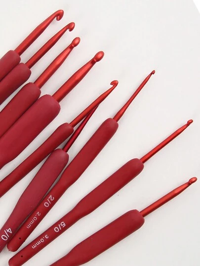 1 pieza Gancho de ganchillo con mango suave rojo / Gancho de ganchillo de silicona con mango suave para DIY Tejido 2.0/2.5/3.0/3.5/4.0/4.5/5.0/5.5/6.0