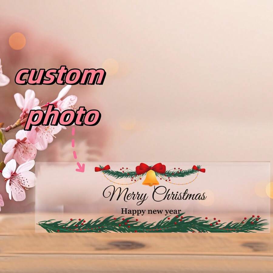 1pc,Personalized Desk PHOTO Plate, Custom Acrylic Glass Name Plates For Desks, Office Desk Decor Nameplate, Desk Accessories, Teacher Boss Coworkers Employee Appreciation Gift (Engraved Flower 1),Custom Christmas Gifts Decor Birthday Graduation - Multicolor - View 1
