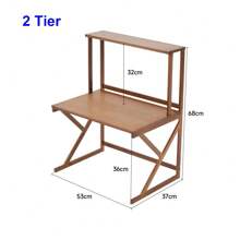 LIVINGANDHOME Living And Home 1/2 Tier Wooden Free Standing Storage Shelf Organizer,Kitchen Bakers Rack,Microwave Stand, Kitchen Storage Rack Shelf Holder For Spices, Pots, And Pans,Kitchen Supplies Tableware Storage Shelf - 棕色 - 查看 4