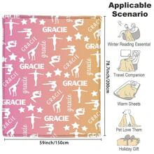 1pc Personalized Gymnastics Print Customed Flannel Blanket, Gymnastics Customize Your Name Flannel Blanket, Soft And Warm Memorable Moments Commemorative Blanket, Great Holiday Gift - Multicolor - View 10