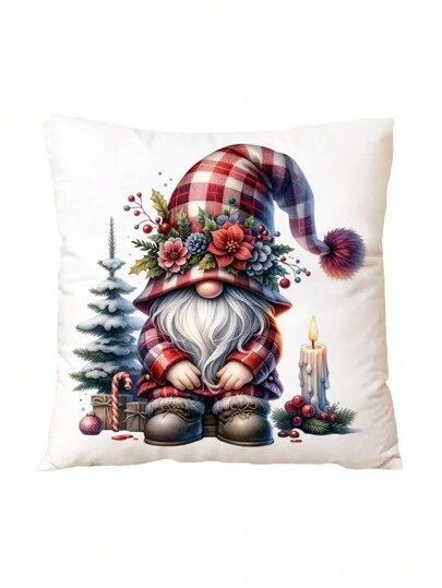 1pc reversível papai noel natal padrão fronha, 17.5x17.5 polegadas, decoração de casa para quarto, sala de estar, sofá, carro