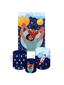 Kit Decorative Covers Rectangular Panel + Trio Sublimated Cylinder Covers Party And Birthday Decoration Various Themes Father's Day Dad Family Celebration - Hình chữ nhật+3cilin 413 - Xem 2