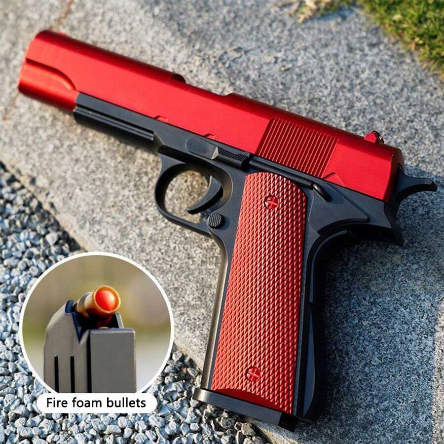 A Shell Throwing And Shooting Soft Bullet Pistol, Simulation Model Toy Collection, 1911 Classic Colt, Decompression And Fun - Multicolor - View 1