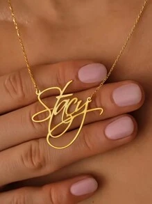 1件定制名字项链，优雅书法吊坠，波西米亚风格，彰显个性，简约DIY个性化名字礼物，适合女性，生日饰品，时尚秋季潮流，复古，简约，休闲，老钱定制，个性化，独特，送给女友、妈妈、家人、朋友、女儿的理想礼物，适合周年纪念日、生日、日常佩戴、舞会、母亲节、情人节、毕业典礼、婚礼等场合，定制时尚文字项链，街头休闲时尚，新年魅力 - 彩色 - 查看 5