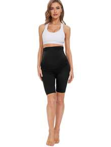 ZOOSIXX 2 件装孕妇高腰短裤，黑色舒适运动跑步瑜伽短裤 - 彩色 - 查看 9