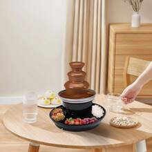 ONEUTRALON Chocolate Fountain Machine,Chocolate Fountain Melting Chocolate,Chocolate Fondue Fountain, 3 Tiers Electric Melting Machine Chocolate Fountain Mini Hot Chocolate Fondue Pot, For Birthday Party Wedding - US A Type Plug(110-127V) - View 2
