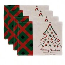 1/4 miếng lót đĩa họa tiết bông tuyết Let It Snow, miếng lót bàn bếp bằng vải lanh, đồ dùng nhà bếp, đồ trang trí tiệc cưới - Nhiều màu - Xem 4