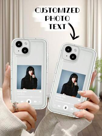 1 st. anpassat musikspelaremönster, heltäckande, transparent linsskyddande telefonskal, kompatibelt med 17 Air 16 15 14 13 12 11 Pro Max, Galaxy S25 24 23 Ultra FE A55 54 35, mobiltelefoner och tillbehör, säsongens val, trendigt personligt telefonskal, pojkvän, flickvän, familj, vänner, mor- och farföräldrar, par, för årsdagar, för födelsedagar