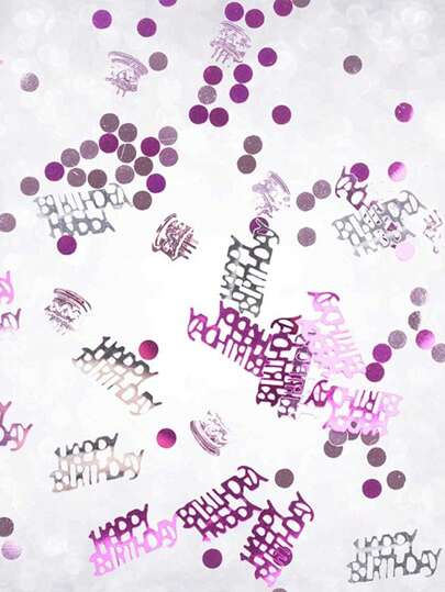 1 Pack Assorted Purple And Silver Happy Birthday Confetti, 15g, Party Decoration,Christmas