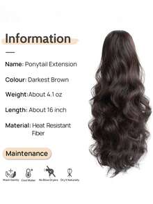 16Inch Ponytail Extension Hair Pony Tails Extensions Clip On Ponytails For Women In Wig Wavy - Multicolor - View 18
