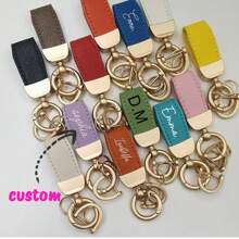 1pc Personalized Microfiber Leather Multicolour Keychain - Durable, Customized Engraved Name Minimalist Car Keychain, Ideal Gift For Women And Man,Customized Keychains & Accessories,Easy Comfort - Multicolor - View 8